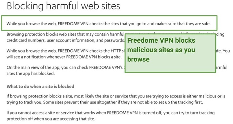 A screenshot of F-Secure's website explaining the malware blocker.