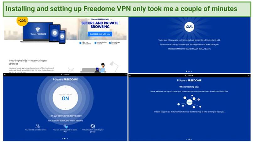 ภาพหน้าจอของกระบวนการตั้งค่า VPN Freedome