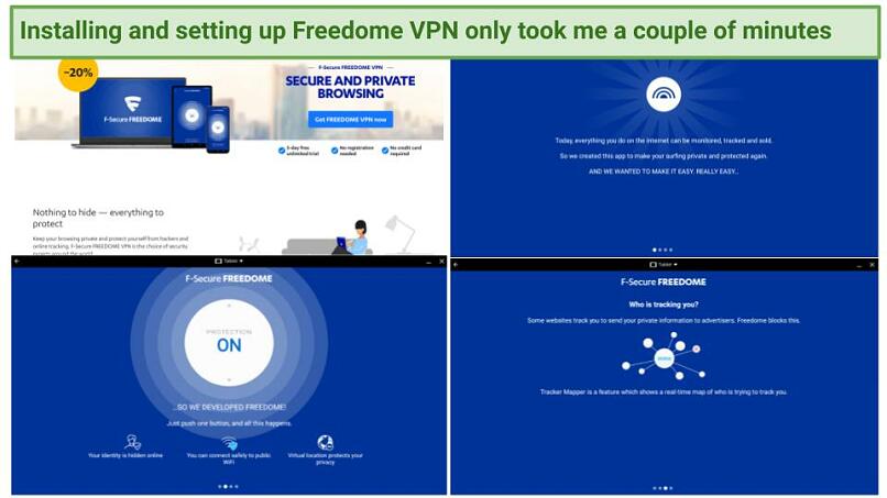 Una captura de pantalla del proceso de configuración de Freedome VPN