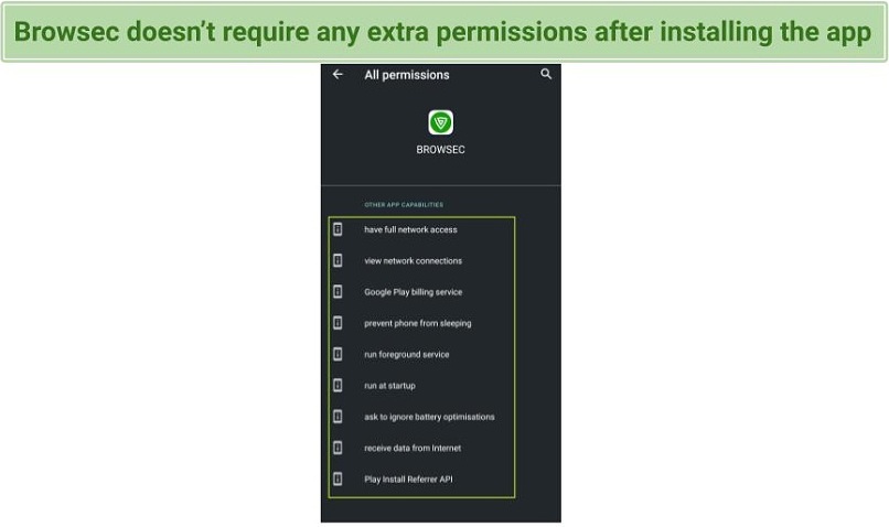 Browsec requires no extra permissions.