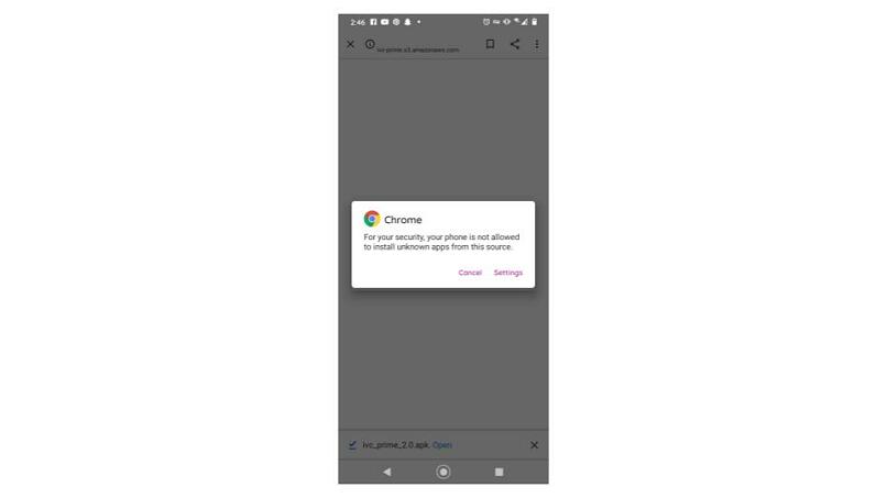 A screenshot of our attempt to download Ivacy Prime