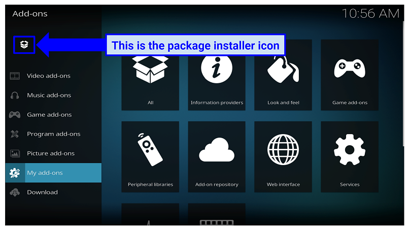 Graphic showing packing icon