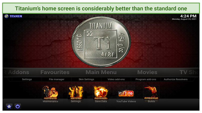 Graphic showing Titanium home screen
