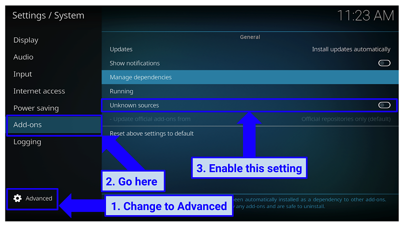 Graphic showing advanced settings.