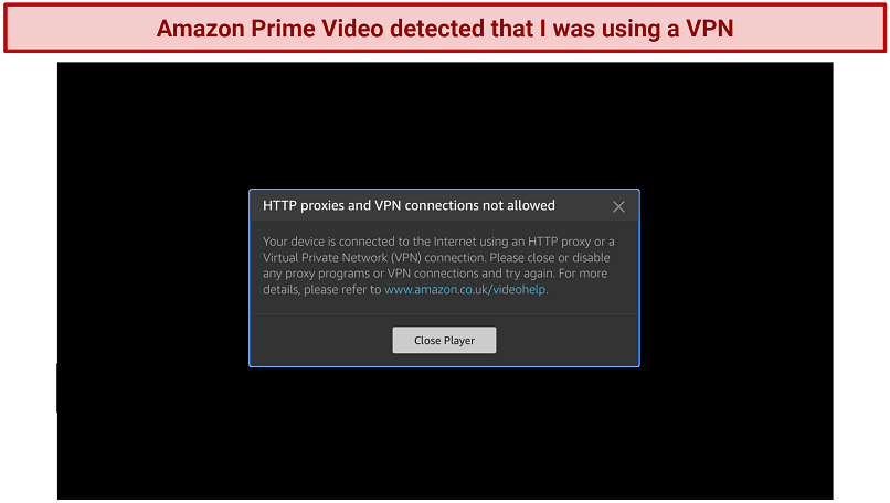 Screenshot of PrivadoVPN being blocked by APV