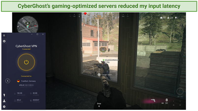 A picture showing CyberGhost accessing bot lobbies in Call of Duty Warzone.