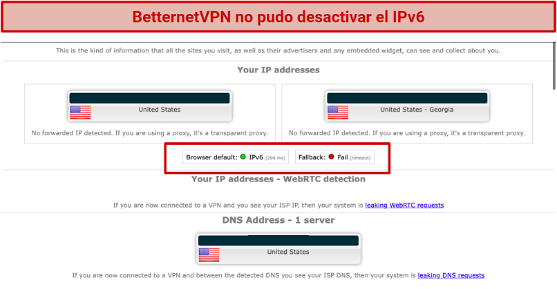 Graphic showing no DNS leaks using Betternet VPN