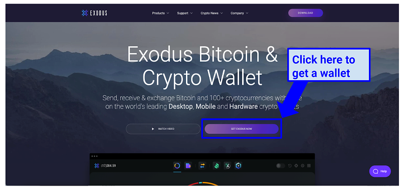 Graphic showing Exodus homepage