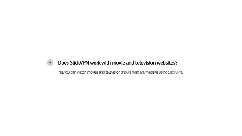 A screenshot from SlickVPN's website where it vaguely answers a question about streaming