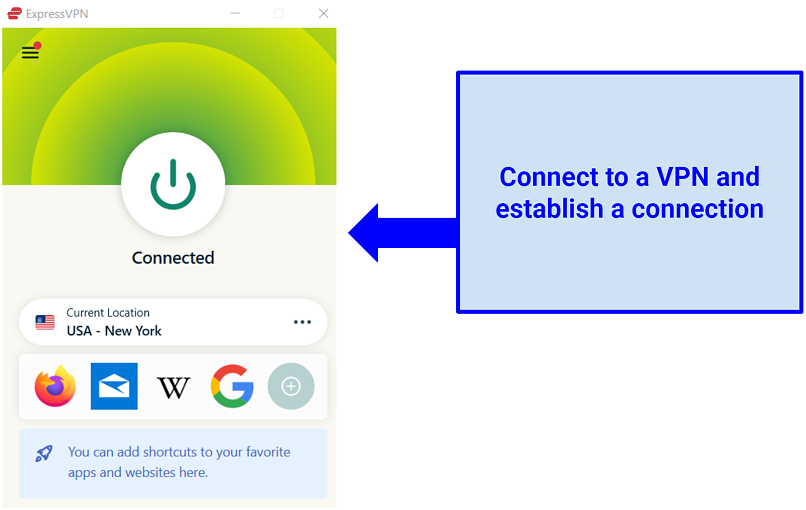 graphic showing connection to ExpressVPN