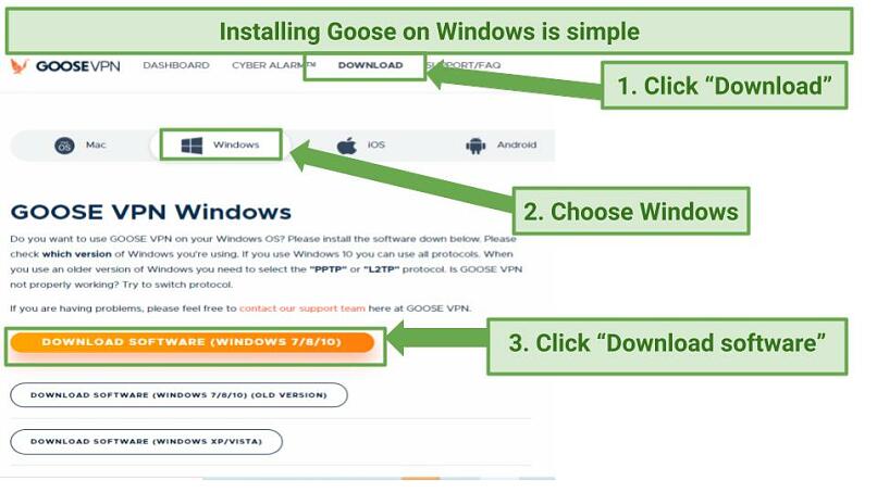 image showing how to download Goose for Windows