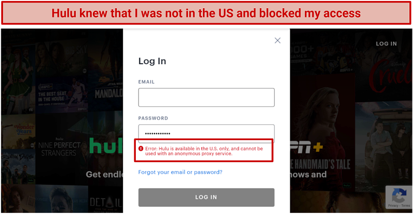 Graphic showing Hulu blocking Samsung Max VPN