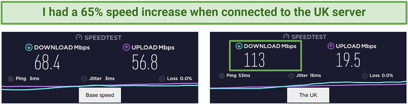 Graphic showing Samsung Max's local server speed test results