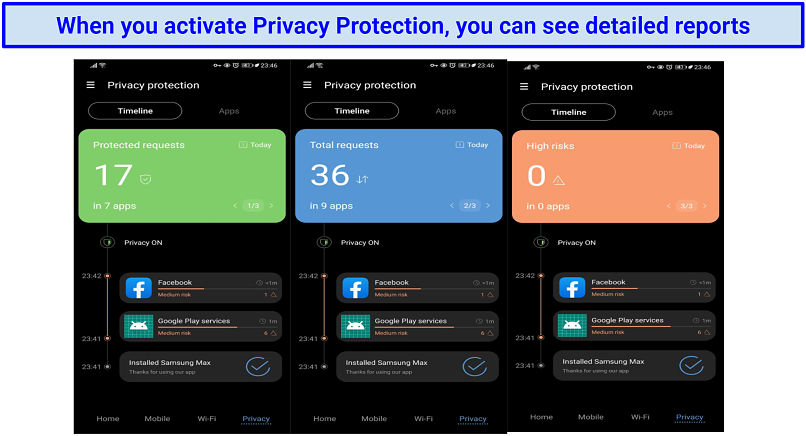 Graphic showing Samsung Max request protection logs