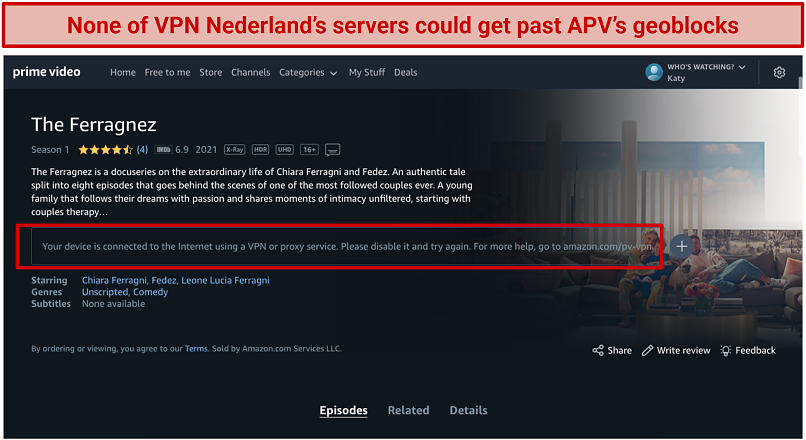 Graphic showing APV blocking access to VPN Nederland's servers