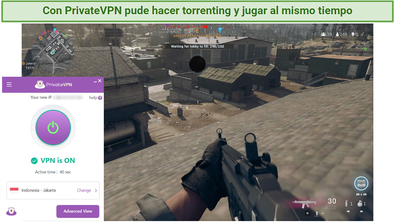 A picture showing PrivateVPN accessing bot lobbies in Call of Duty Warzone