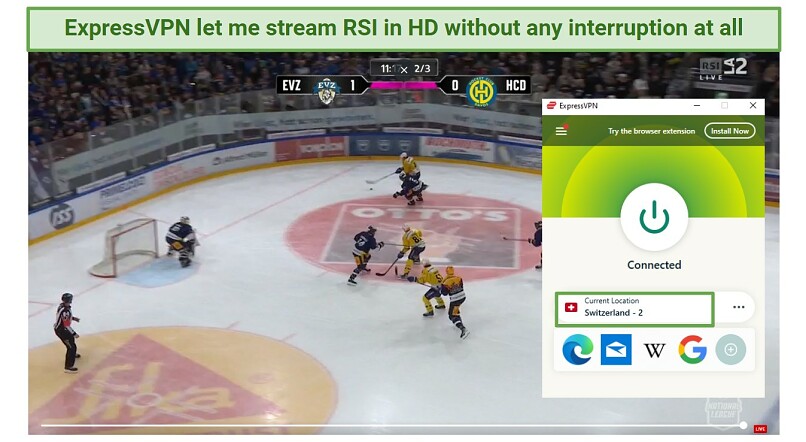 A screenshot showing ExpressVPN gave me a lag-free streaming.