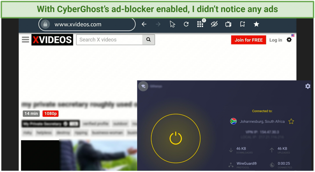 A screenshot showing a page with no ads with CyberGhost's Content Blocker activated