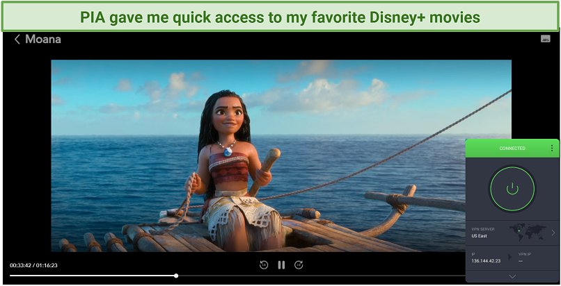Graphic showing Disney+ streaming with PIA