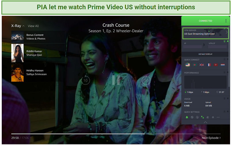 Скриншот PIA разблокировать нас Amazon Prime Video