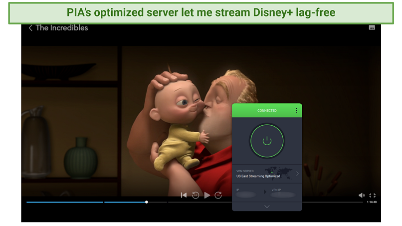 Captura de pantalla que muestra que PIA puede desbloquear Disney+