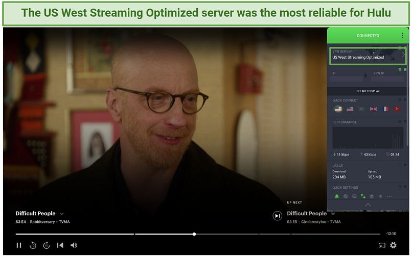 Screenshot di Pia che sblocca Hulu