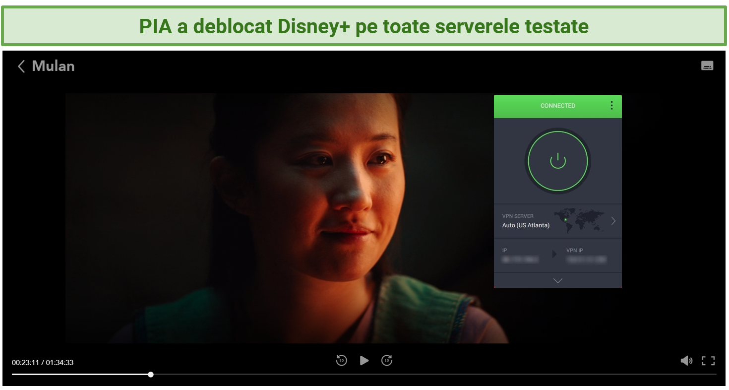 Image of Private Internet Access successfully unblocking Disney+