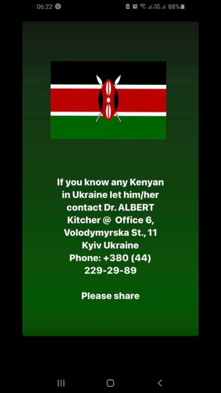 Scam text message targeting Kenyans in Ukraine