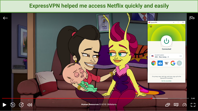 Captura de tela do Netflix Player desbloqueado com ExpressVPN