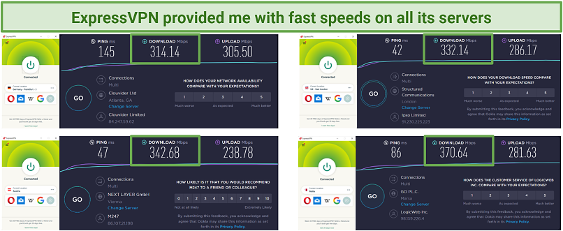 A screenshot ExpressVPN provided enough speeds for playing DraftKings Fantasy Sports
