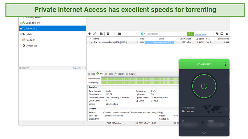 Descargue un archivo torrent con PIA