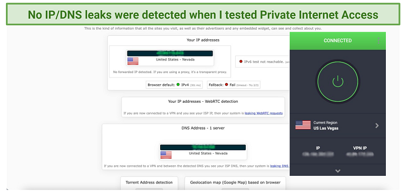 Graphic showing PIA leak test