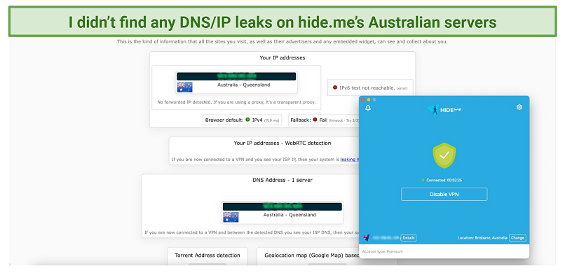 Graphic showing hideme DNS leak text