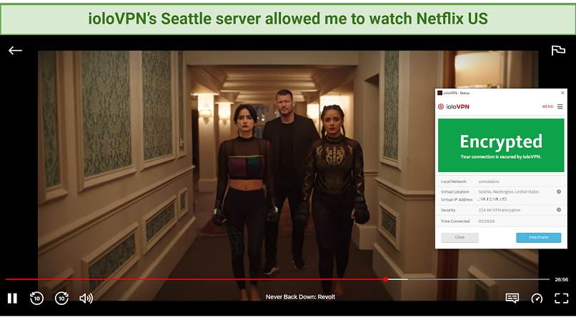 graphic showing Netflix US streaming using ioloVPN's servers
