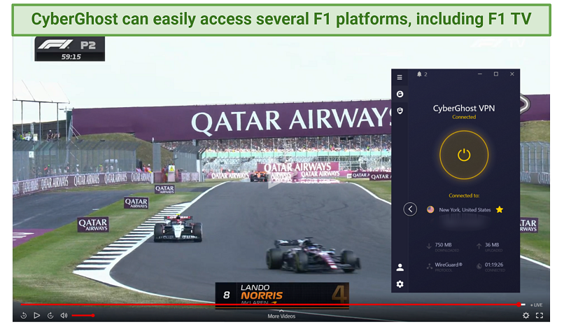 Watching a live F1 race with CyberGhost