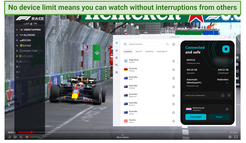 Watching an F1 race on F1 TV Pro