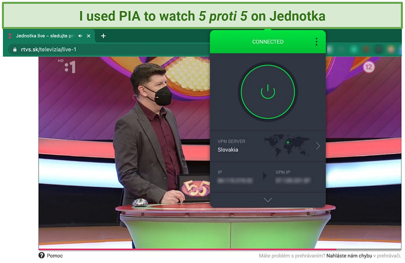 A screenshot of streaming Slovak quiz 