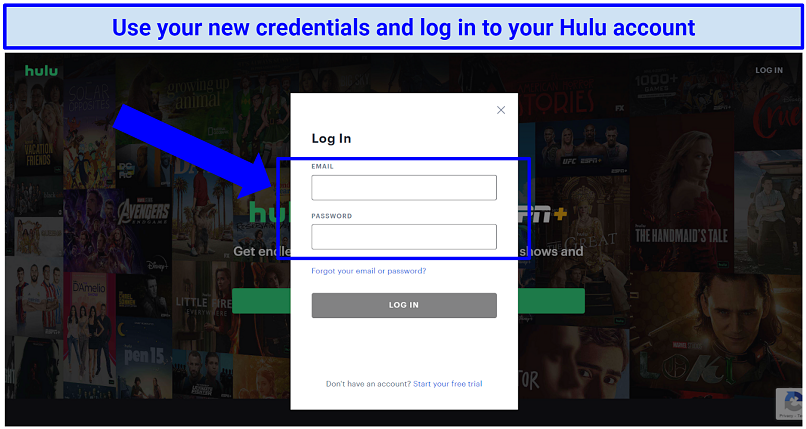 Web sayfasında Hulu Günlüğü Ekran görüntüsü