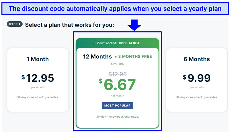 A screenshot of ExpressVPN subscription plans