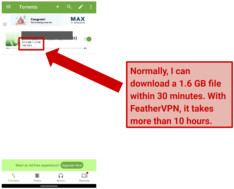 Screenshot of torrenting with FeatherVPN