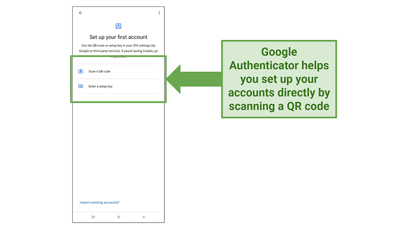 Screenshot of Google Authenticator's Android interface