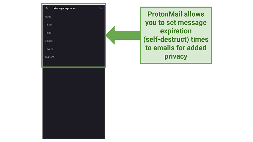 Screenshot of ProtonMail's Android interface