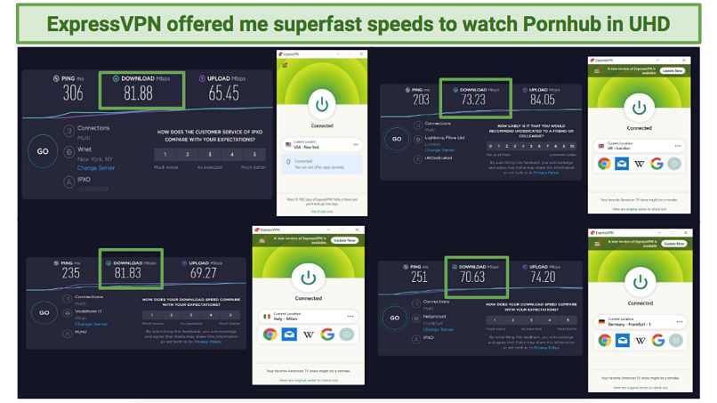 Pornhub “This Video is Unavailable in Your Country” – 2022 Fix 4 Screenshot of ExpressVPN speed test