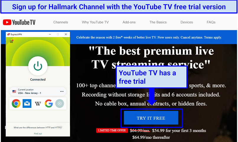 A screenshot of YouTube free trial offer