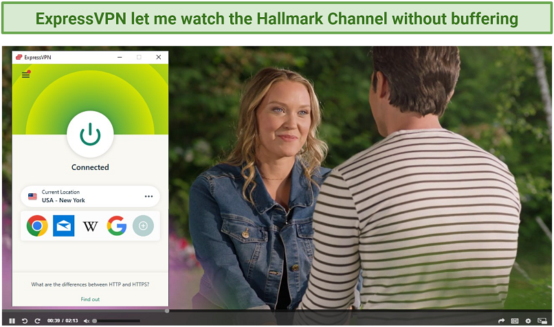 A screenshot of Hallmark Channel show unblocked using ExpressVPN
