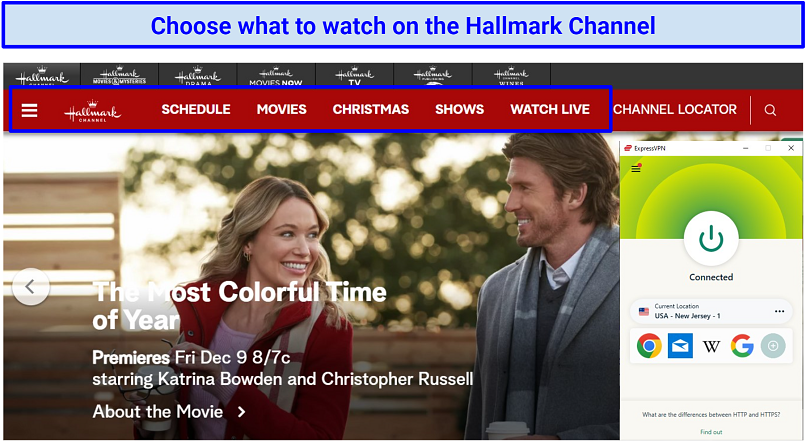 A screenshot of Hallmark Channel content on website