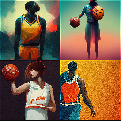 Images generated by Migjourney for the keyword “basketball player”