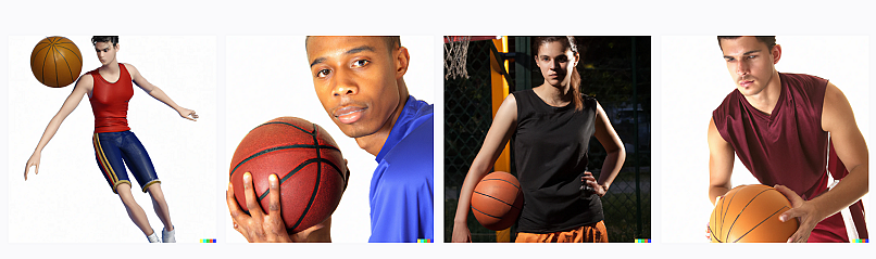 Images generated by DALL-E 2 for the keyword “basketball player”
