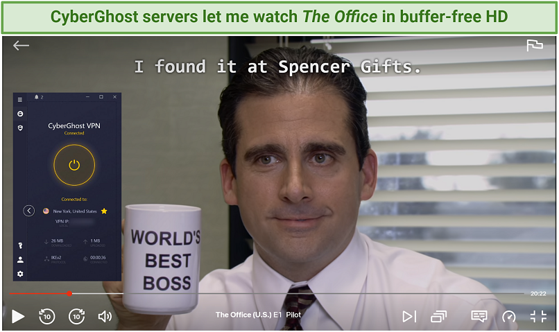 Screenshot of CyberGhost successfully working with Netflix
