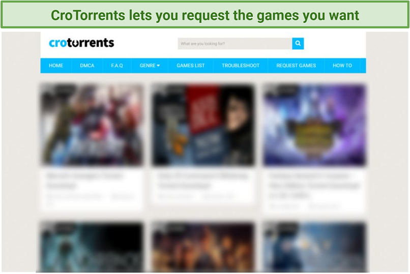 Screenshot of CroTorrents homepage